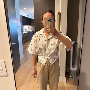 Victoria Beckham short sleeve embroidered poplin top